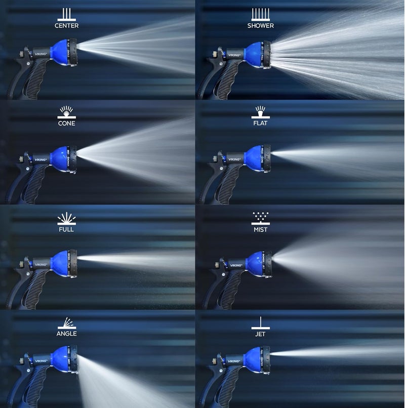 Viking Hose Nozzle, Garden Hose Nozzle with 8 Spray Patterns, Adjustable and Heavy Duty for Washing Car, Watering Plants, Washing Pets, and Home Use - Image 4